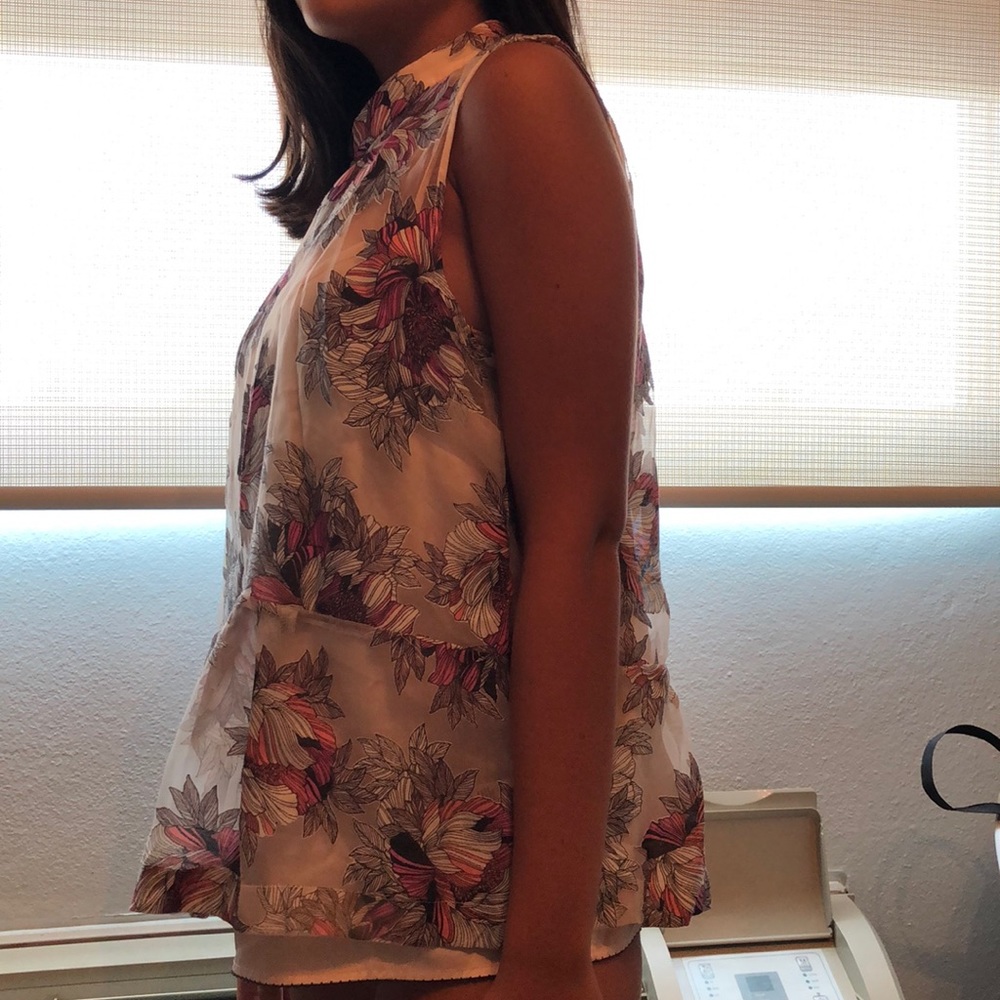 Anthropologie see through blouse with cream tank
